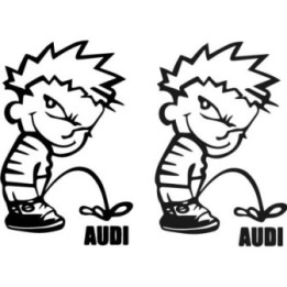 Buy Calvin Pisses Audi Humorous Decal Sticker Online