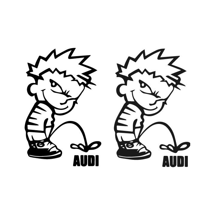 Buy Calvin Pisses Audi Humorous Decal Sticker Online