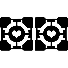 Portal Companion Cube Stickers – Gaming Decals (2-Pack)
