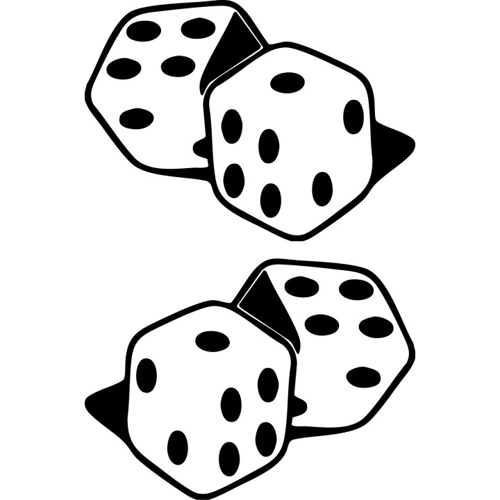 Rolling Dice Stickers – D6 Board Game Decals (2-Pack)