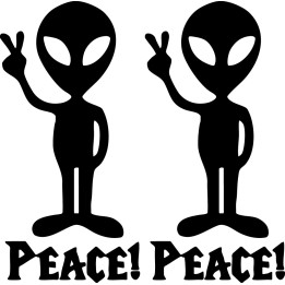 Alien Peace Sign Stickers – UFO Space Decals (2-Pack)