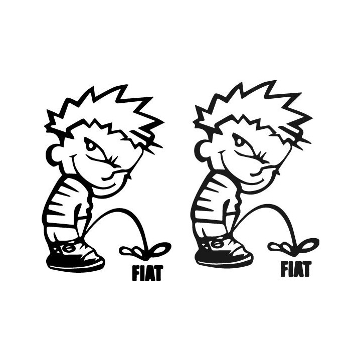 Buy Calvin Pisses Fiat Humorous Decal Sticker Online