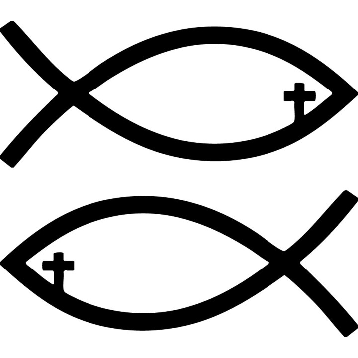 Christian Fish Cross Stickers – Ichthus Decals (2-Pack)