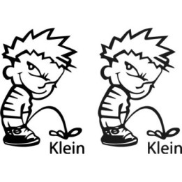 Calvin Pees On Klein Stickers – Parody Decals (2-Pack)