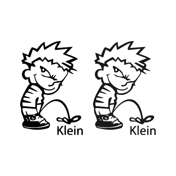Calvin Pees On Klein Stickers – Parody Decals (2-Pack)