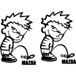 Buy Calvin Pisses Mazda Humorous Decal Sticker Online
