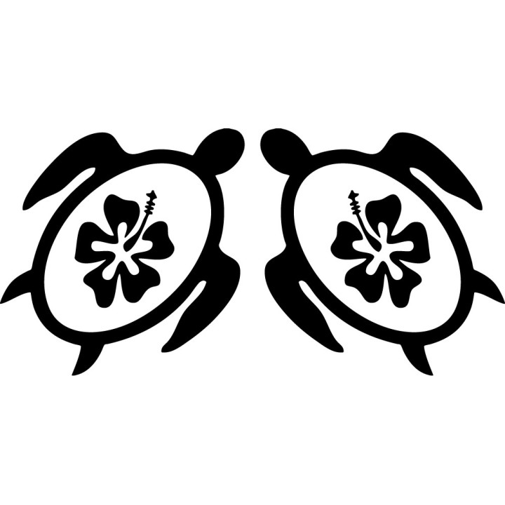 Hawaiian Honu Sea Turtle Stickers – Hibiscus Decals (2-Pack)