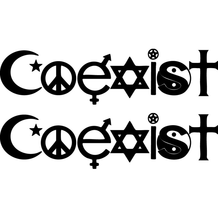 Coexist Stickers – Tolerance Peace Symbol Decals (2-Pack)