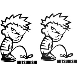Buy Calvin Pisses Mitsubishi Humorous Carbon Decal Sticker Online
