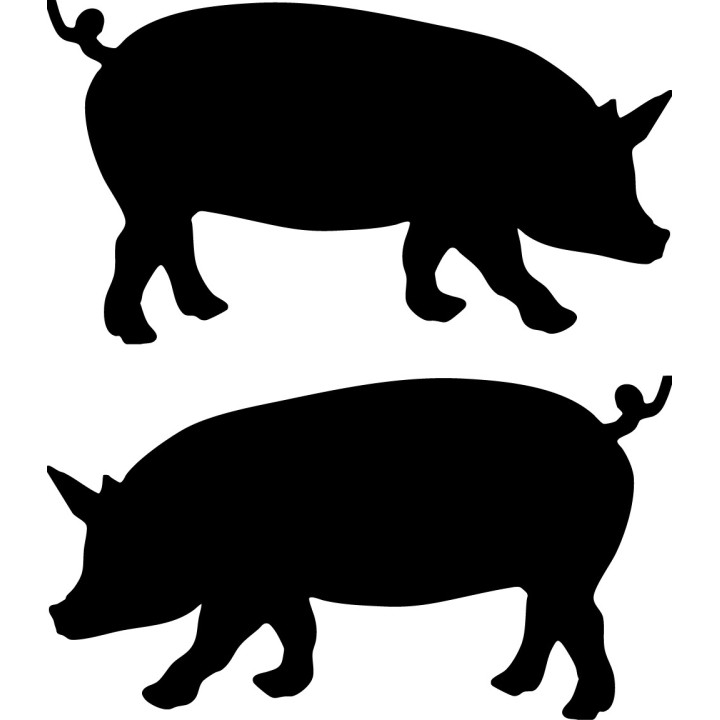Pig Silhouette Stickers – Farm Animal Decals (2-Pack)