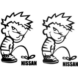 Buy Calvin Pisses Nissan Humorous Carbon Decal Sticker Online
