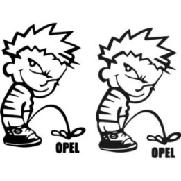 Buy Calvin Pisses Opel Humorous Carbon Decal Sticker Online