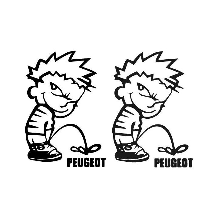 Buy Calvin Pisses Peugeot Humorous Carbon Decal Sticker Online