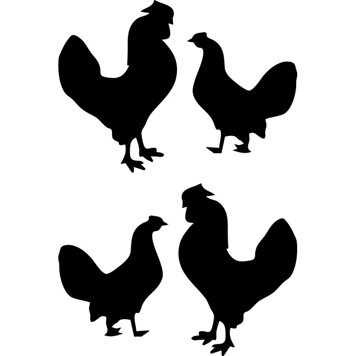 Chicken Silhouette Stickers – Rooster Hen Decals (2-Pack)