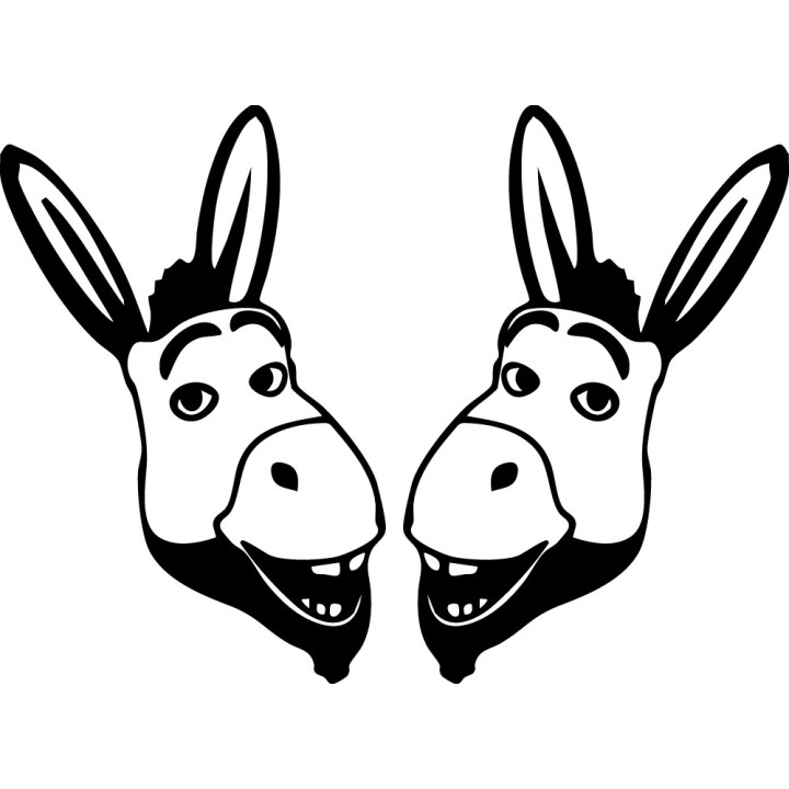 Donkey Face Stickers – Smiling Donkey Decals (2-Pack)