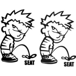 Buy Calvin Pisses Seat Humorous Carbon Decal Sticker Online