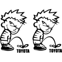 Buy Calvin Pisses Toyota Humorous Carbon Decal Sticker Online