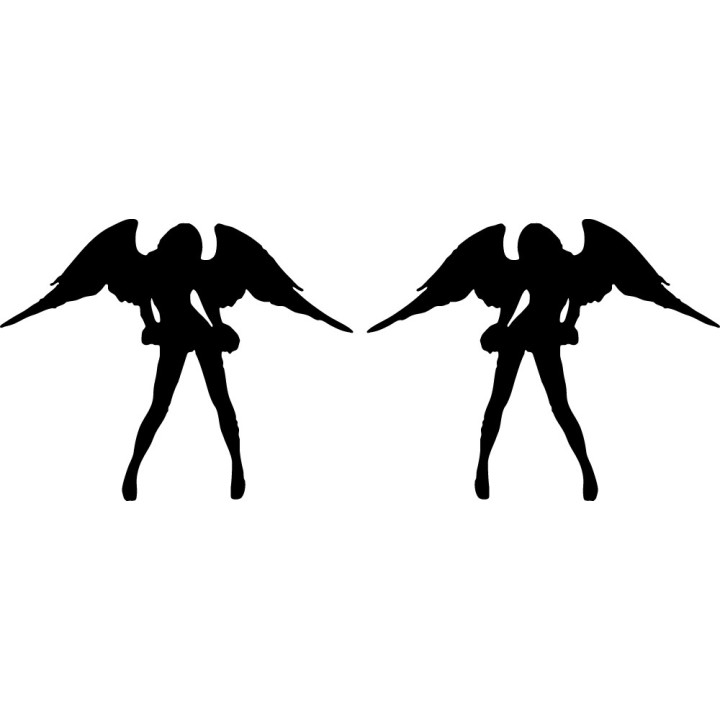 Angel Girl Silhouette Stickers – Wings Fantasy Decals (2-Pack)