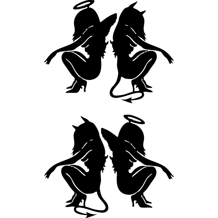Angel Devil Girl Silhouette Stickers – Pin-Up Decals (2-Pack)