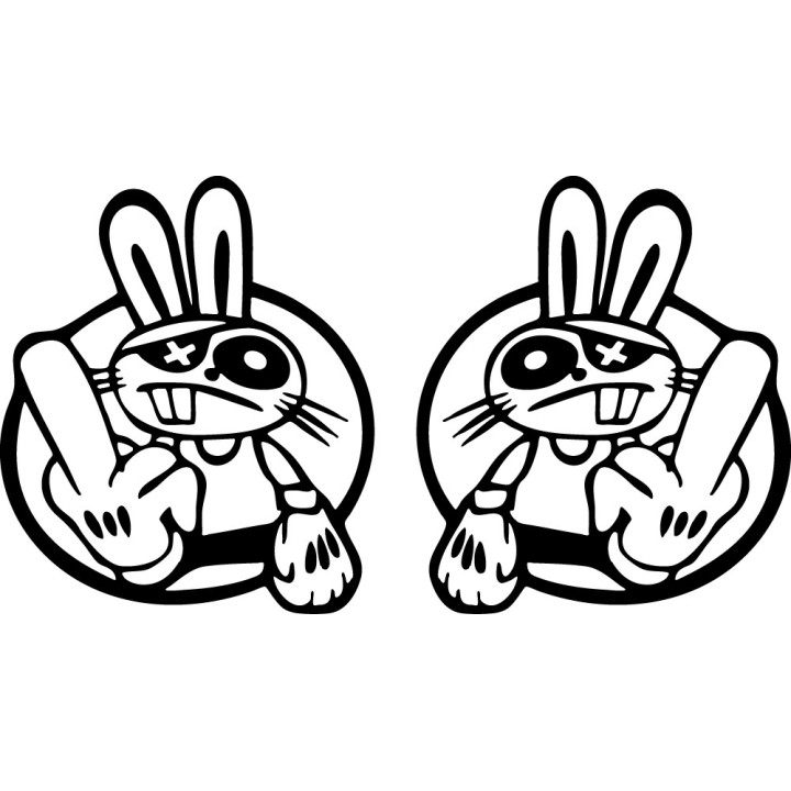 Buy Rabbit Pirate Gesture Jdm Decal Sticker Online
