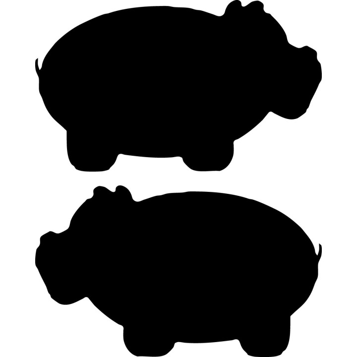 Hippo Stickers – Hippopotamus Silhouette Decals (2-Pack)