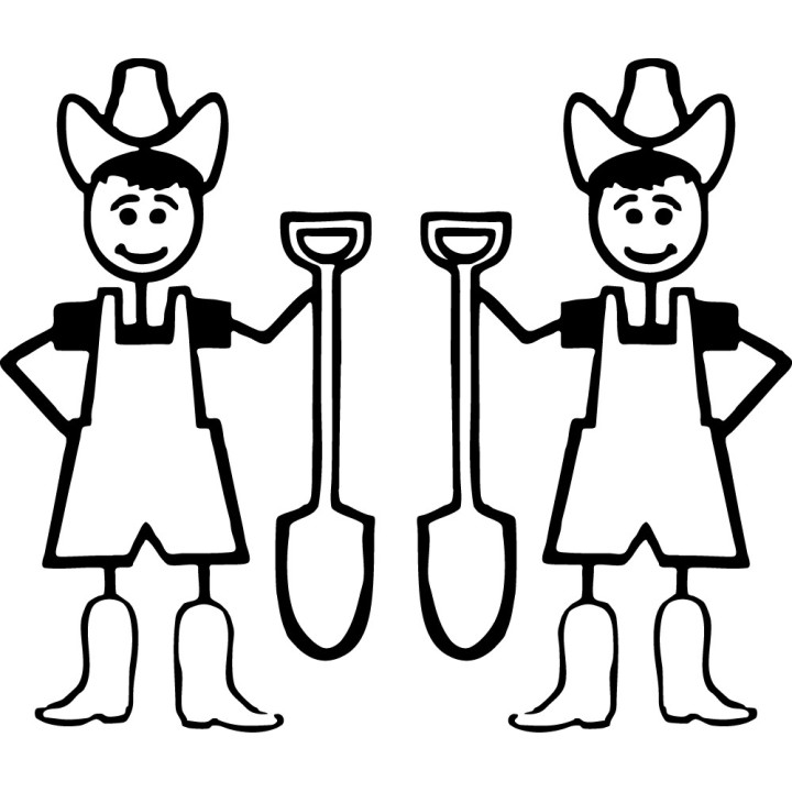 Farmer Stick Figure Stickers – Family Car Decals (2-Pack)