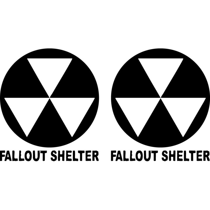 Fallout Shelter Sign Stickers – Nuclear Symbol Decals (2-Pack)