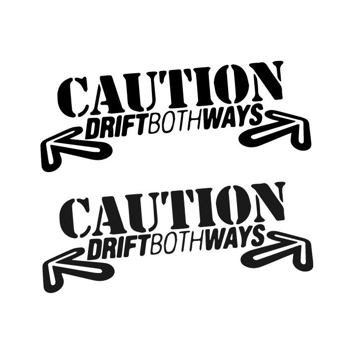 Caution Drift Both Ways Stickers – Funny Drifting Decals (2-Pack)
