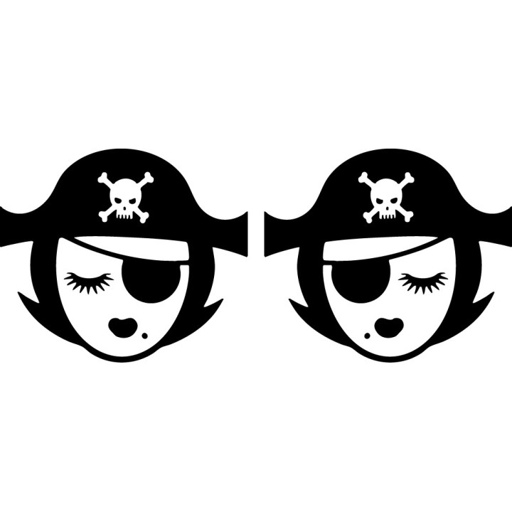 Pirate Girl Stickers – Skull Eye Patch Nautical Decals (2-Pack)
