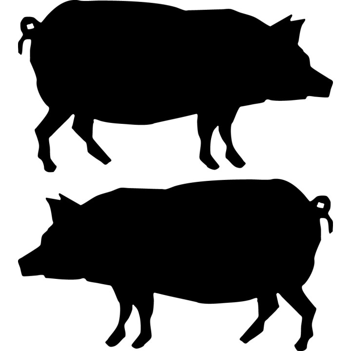 Pig Silhouette Stickers – Farm Hog Decals (2-Pack)
