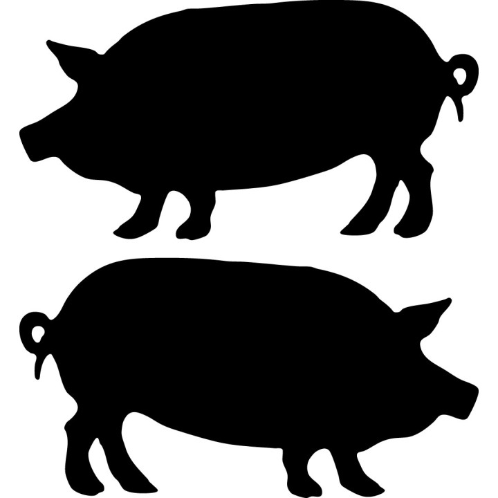 Pig Silhouette Stickers – Farm Animal Decals (2-Pack)