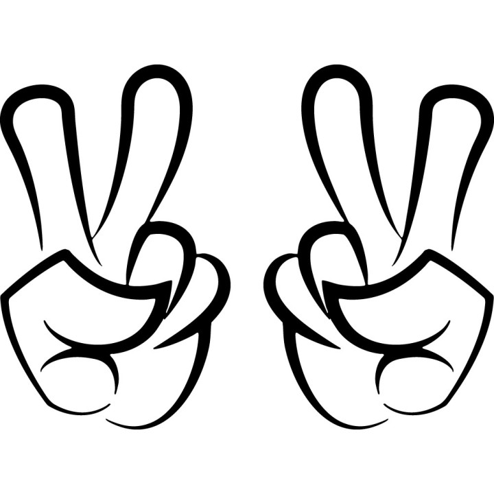 Peace Sign Hand Stickers – V Sign Hippie Decals (2-Pack)
