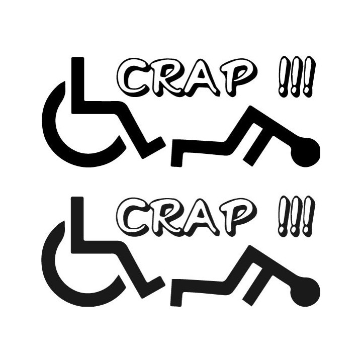 Crap Wheelchair Fail Stickers – Funny Decals (2-Pack)