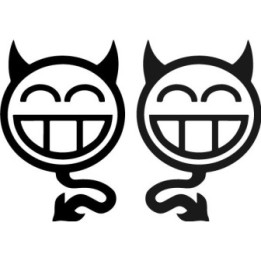 Devil Smile Stickers – Evil Grin Emoji Decals (2-Pack)