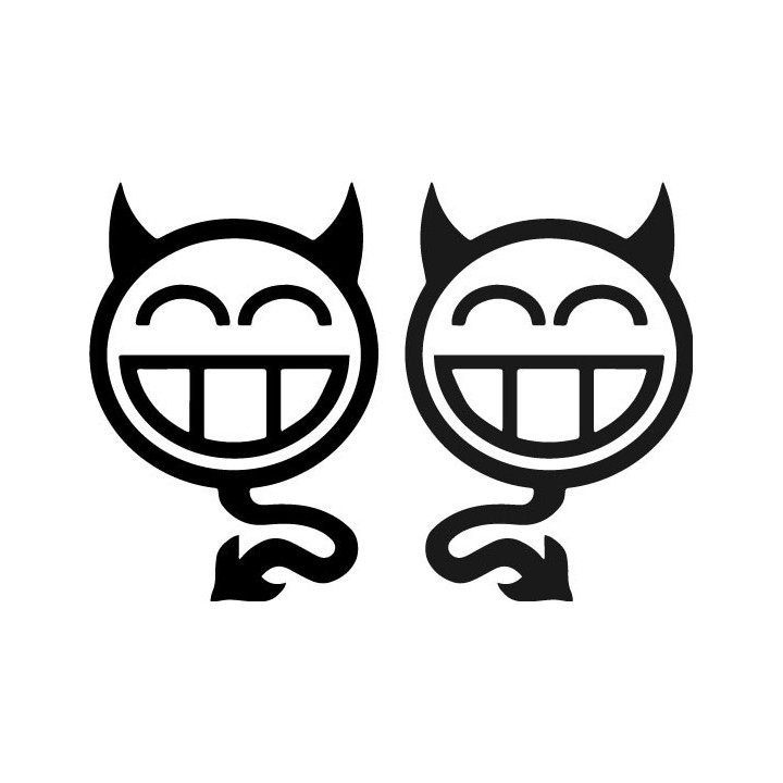 Devil Smile Stickers – Evil Grin Emoji Decals (2-Pack)