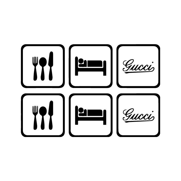 Eat Sleep Gucci Stickers – Fashion Parody Decals (2-Pack)