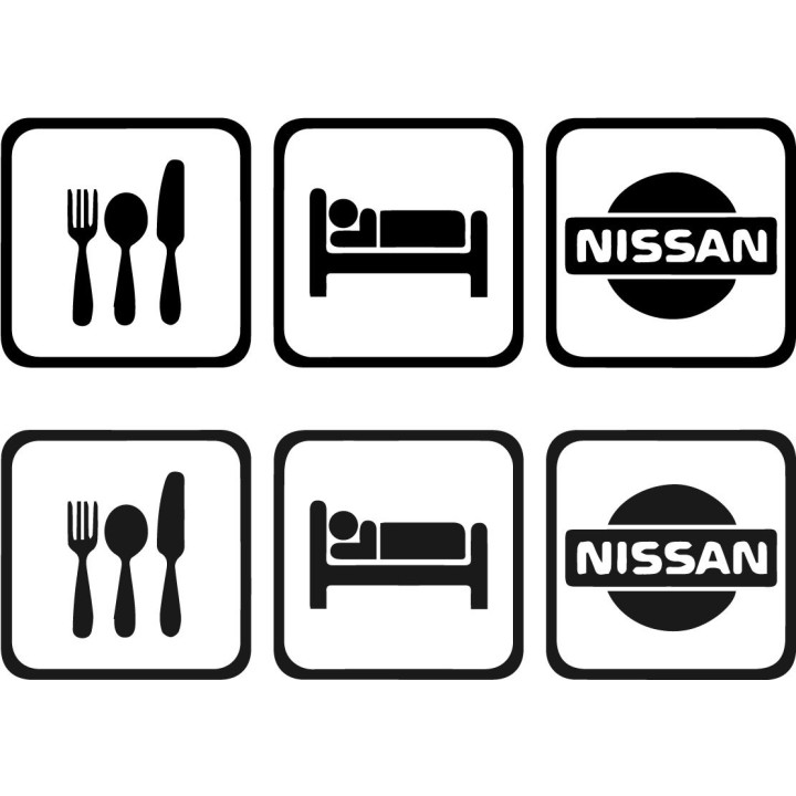 Eat Sleep Nissan Stickers – Skyline GT-R 350Z JDM Decals (2-Pack)