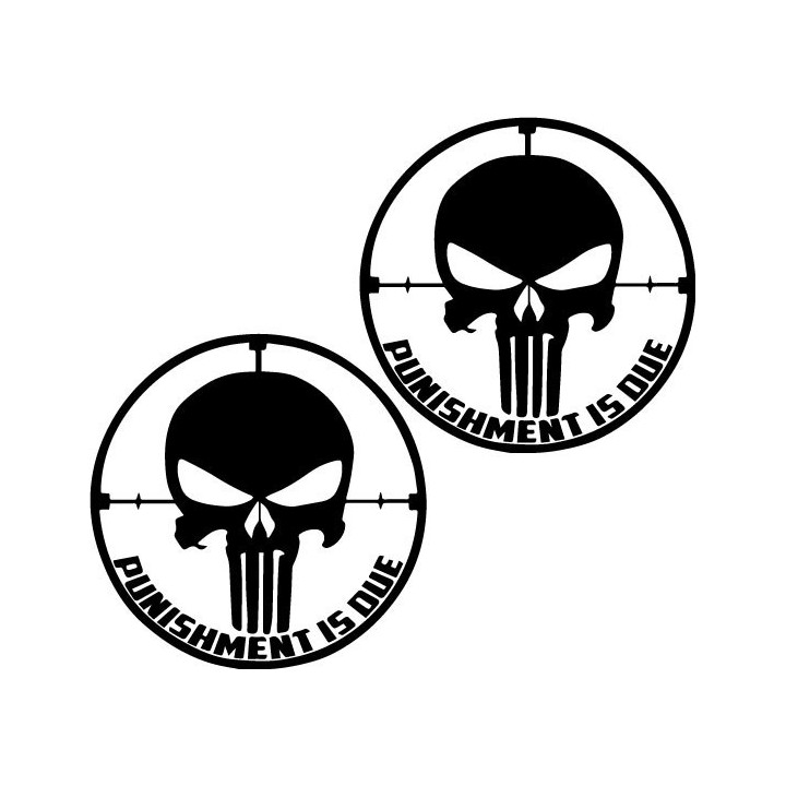 Punisher Skull Stickers – Punishment Is Due Decals (2-Pack)