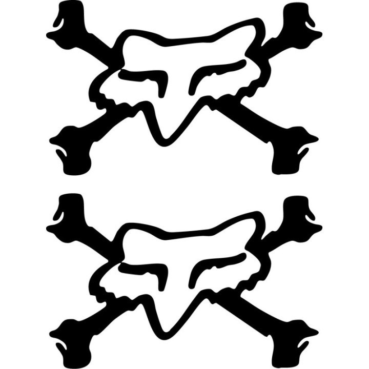 Fox Racing Crossbones Skull Stickers – MTB Downhill Motocross Decals (2-Pack)