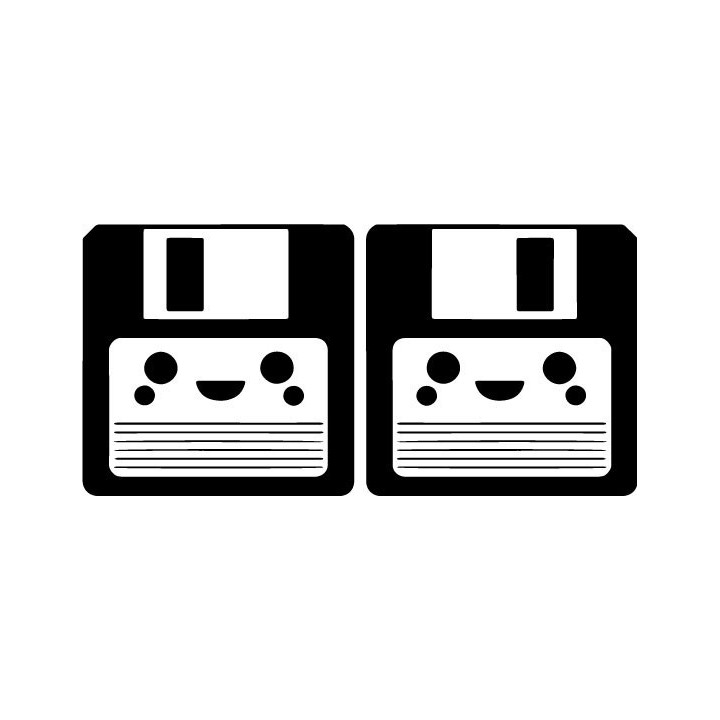 Happy Floppy Disk Stickers – Retro 90s Kawaii Decals (2-Pack)
