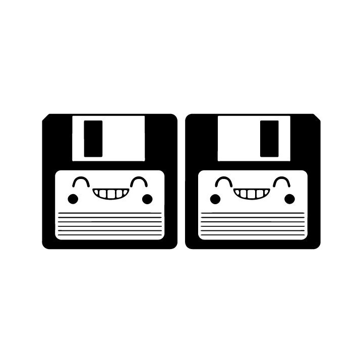 Floppy Disk Smile Stickers – 90s Retro Decals (2-Pack)