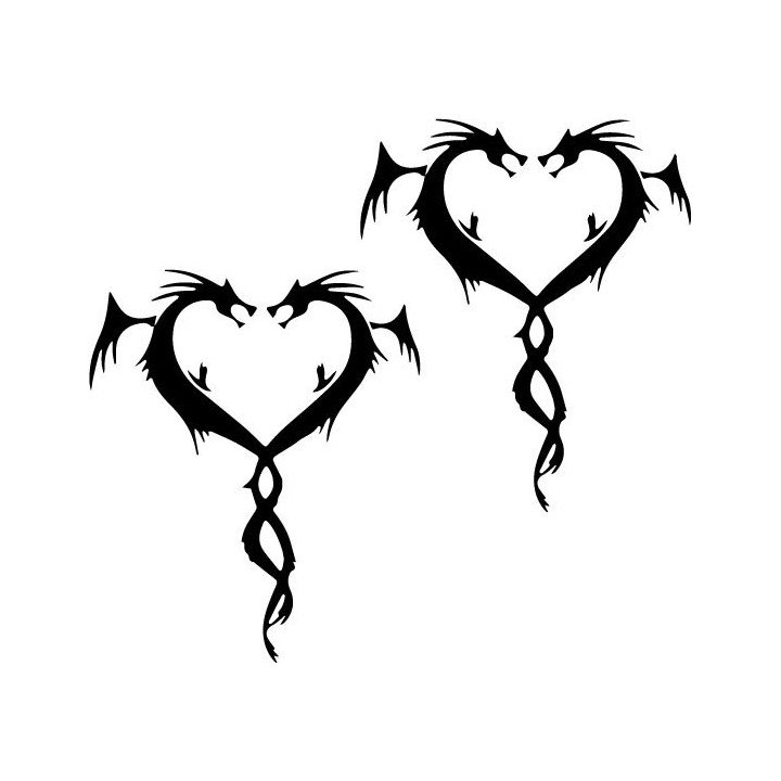 Dragon Heart Stickers – Twin Dragon Fantasy Decals (2-Pack)