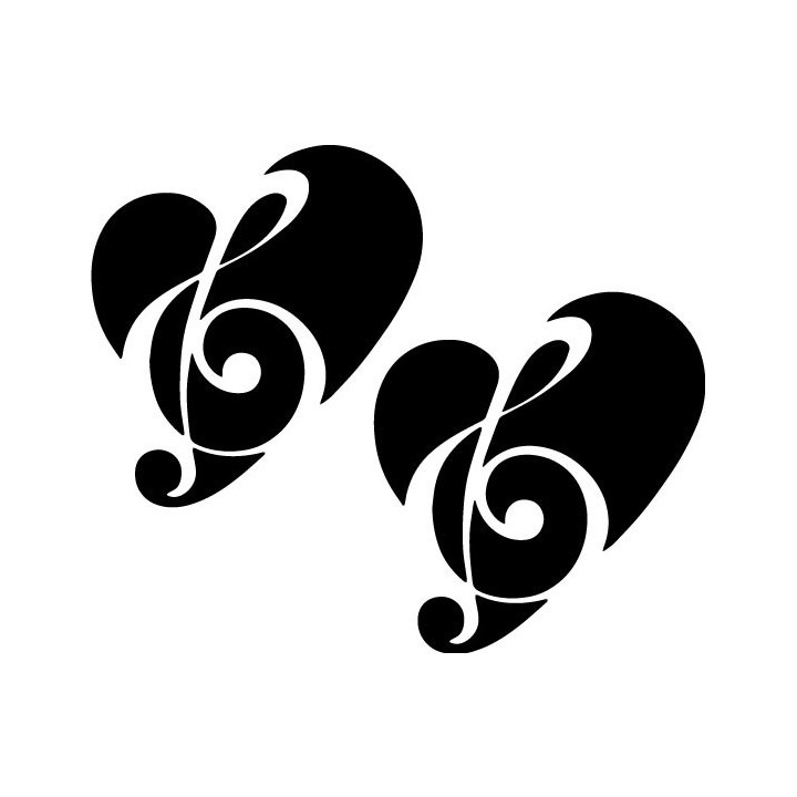 Music Note Heart Stickers – Treble Clef Decals (2-Pack)