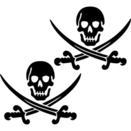 Jolly Roger Skull Crossed Swords Stickers – Pirate Decals (2-Pack)