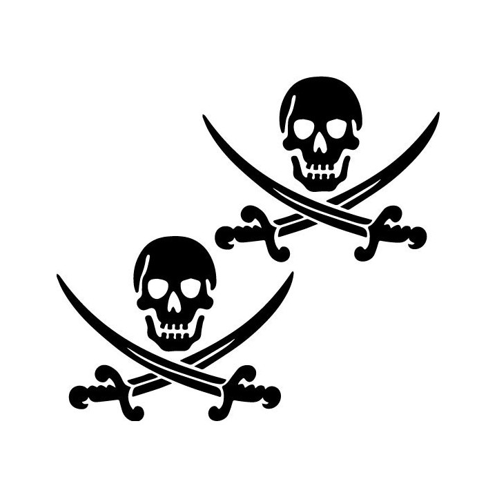 Jolly Roger Skull Crossed Swords Stickers – Pirate Decals (2-Pack)