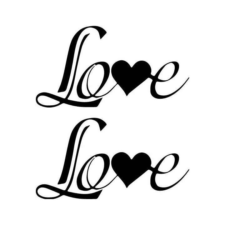 Love Heart Script Stickers – Valentine Wedding Decals (2-Pack)