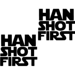 Han Shot First Stickers – Star Wars Fan Decals (2-Pack)