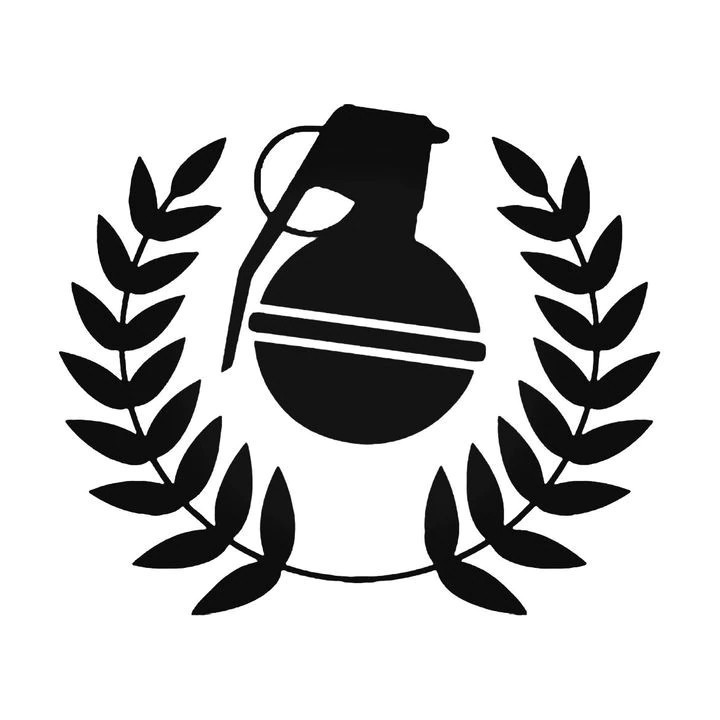Grenade Laurel Wreath Stickers – Urban Military Decals (2-Pack)