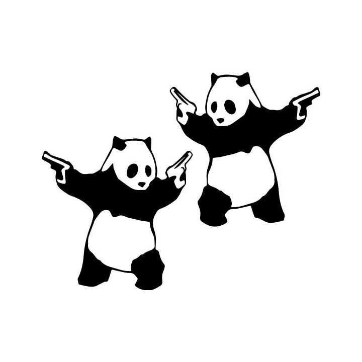 Panda With Guns Stickers – Street Art Decals (2-Pack)