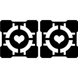 Portal Companion Cube Stickers – Gaming Decals (2-Pack)